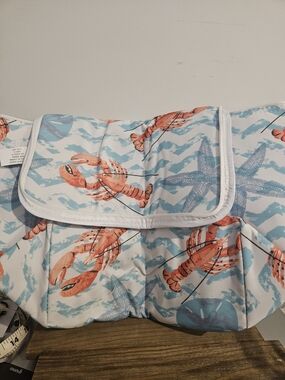 Beach-Print Lobster 2pc Insulated Cooler Bag Picnic and Blanket Set Portable